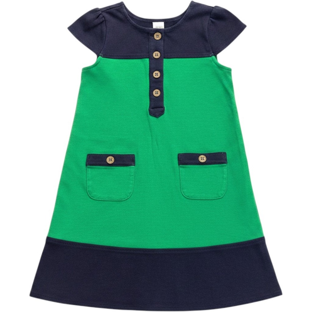 Gymboree Girls Green Navy Colorblock Cotton Knit Pocket Dress Size 6‎ 140112813